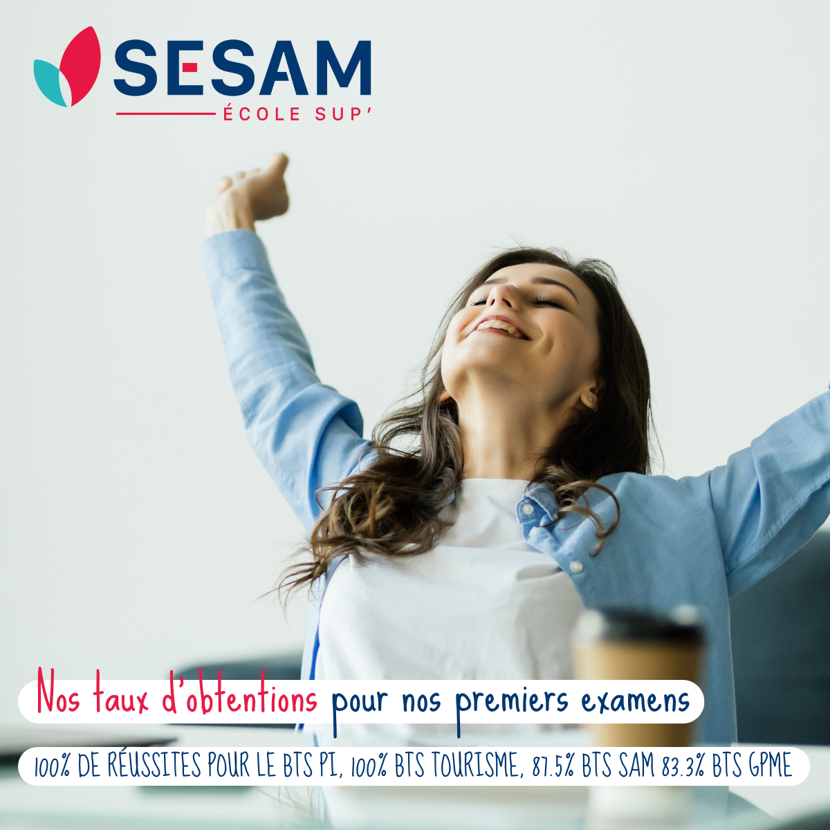 Taux de réussite pour nos premiers examens, étudiant heureux